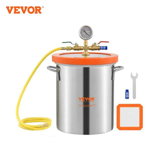 3/5 Gallon Upgraded Tempered Glass Lid Vacuum Degassing Chamber 304 Stainless Steel for Stabilizing Wood, Resin Degassing