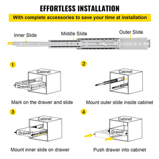 Drawer Slides with Lock Drawer Slide Building & Hardware Home & Garden 20"/36“/”60" Ball Bear 500 lbs Full Extension