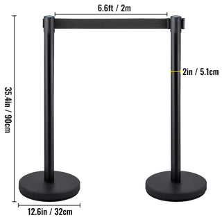 Crowd Control Stanchions 6-Pack with 3PCS 6.6 ft Retractable Belt Stanchion Posts Queue Pole for Crowd Control Barriers