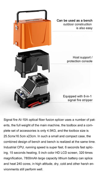 AI-10A AI-9 AI-6A AI-6C AI-6C+  Optial Fiber Fusion splicer Machine SM & MM With VFL OPM 5S Splicing Machine 6 Motors