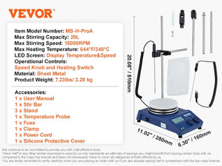 Magnetic Stirrer Hot Plate 0-1500/2000 RPM Hot Plate w/ Magnetic Stirrer 2L/3L/5L/20L Hot Plate Stirrer Stir Bars Included