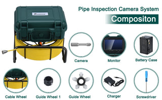 9"DVR 8GB Card Pipe Inspection Camera,SYANSPAN Sewer Drain Pipeline Industrial Endoscope IP68  5mm DIA Cable 10/20/30/40/50M