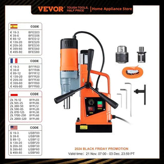 Magnetic Drill,1550W 2" Boring Diameter,13000N 500 RPM Portable Electric Mag Drill Press w/Variable Speed,Drilling Machine