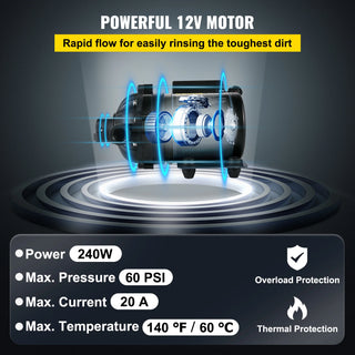 Washdown Pump 12V RV Water Pump 7 GPM 60 PSI Max. 10 FT Lift Self Priming for Marine Deck, Yacht, Caravan Motorhome Boat