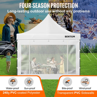 10x10 Pop Up Canopy Tent Outdoor Ten with Removable Sidewalls and Wheeled Bag Instant Portable Shelter for Parties Camping