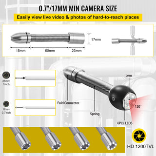 Sewer Camera 4.3" Screen Pipeline Inspection Camera with DVR Waterproof IP68 Borescope Industrial Endoscope for Home Drain