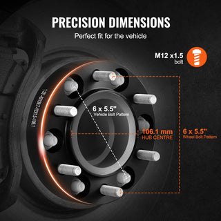 4 PCS 1.25" 6"x5" Wheel Adapters 106.1 mm Bore Hubcentric M12 x1.5 Studs Spacers Fit for 1979-2023 Toyota and Lexus
