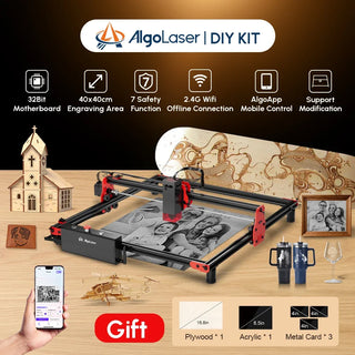 AlgoLaser Desktop Laser Engraver Cutter With Wifi Offline Control 40*40cm DIY KIT Tools Powerful Stone Wood Engraving Machine