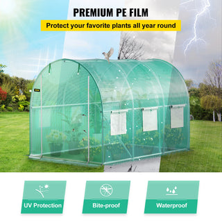 Walk-in Tunnel Greenhouse,Portable Plant Hot House w/ Galvanized Steel Hoops,3 Top Beams,4 Diagonal Poles,2 Zippered Doors