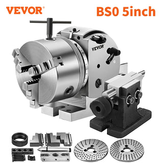 BS0 5" Dividing Head Indexing Head Semi Universal With Indexing Plates, Tailstock & 125mm 3-Jaw Chuck for Drilling Milling