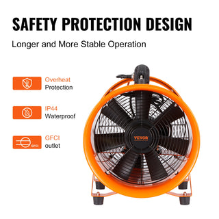 8 inch Exhaust Fan Industrial Ventilation Fan with 10M/5M PVC Duct Hose 230W Portable Extractor Blower for Warehouse Home