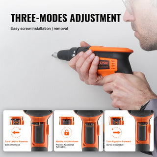 Drywall Screw Gun 20V Max Drywall Screwgun 4200RPM Brushless Cordless Drywall Gun Kit w/2 Battery Packs Built-in LED Light