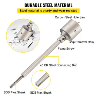 4 in 1 Concrete Hole Saw Kit 8/9PCS 30-100/40-125 mm SDS Plus or SDS Max Shank Cement Drill Bit Wall Hole Opener Tools Set