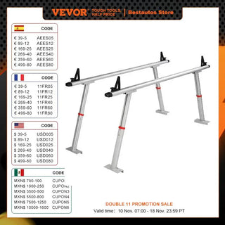 Truck Rack, 800 lbs Capacity, 19-34in Adjustable Height, Aluminum Ladder Rack for Truck with 8 Non-Drilling C-clamps