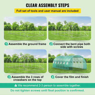 Walk-in Tunnel Greenhouse Galvanized Frame & Waterproof Cover 15x7x7/10x7x7/20x10x7/12x7x7 ft Greenhouses & Cold Frames