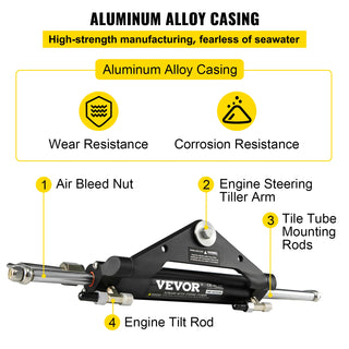 Hydraulic Steering Cylinder 150HP BayStar Teleflex Marine Cylinder Hydraulic Outboard Steering Ram HC4645H Boat Accessory