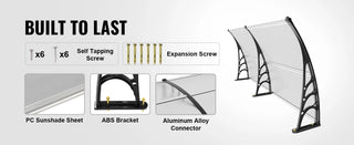 V Window Door Awning Canopy 80"x 40", UPF 50+ Polycarbonate Entry Door Outdoor Window Awning Exterior, Front Door Overhang A