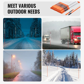 Driveway Markers Orange Fiberglass Reflective Poles Easy Visibility Snow Stakes Safty Stand Poles for Parking Lots Walkway