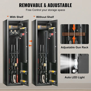 Rifles Gun Safe Rifle Safe W/ Fingerprint & Digital Keypad Lock Removable Gun Storage Cabinet W/ Built-in Storage Locker