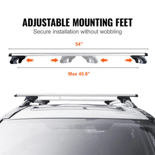 Roof Rack Crossbar Adjustable Aliuminum Roof Rail Crossbar Baggage Luggage Carrier 200LBS Top Roof Crossbar Silver Black