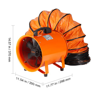 Industrial Exhaust Fan 10/12 inch Ventilation Fan Ventilator with 5M PVC Duct Exhaust Blower for Home Workplace Factory