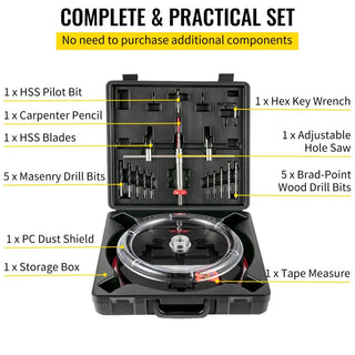 40-300mm Adjustable Steel Hole Saw Cutter Kit w/ Shield Hole Cutter Drill Bit DIY Tool for Sheetrock Veneer Slate