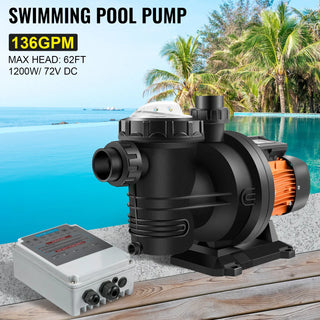 Solar Powered Swimming Pool Pump 500W 900W 1200W 48V 72V 75GPM 92GPM 136GPM Water Pump MPPT Controller for Pumping Water