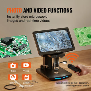 7" HDMI LCD Digital Microscope for Adults Soldering Electron Microscope 1200X with IPS Screen USB Coin Microscope PC View