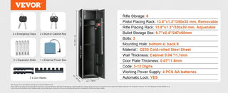 Rifles Gun Safe Rifle Safe W/ Fingerprint & Digital Keypad Lock Removable Gun Storage Cabinet W/ Built-in Storage Locker