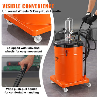 10.5 Gallon 40L Air Operated Grease Pump with 13 ft High Pressure Hose and Grease Gun, 50:1 Pressure Ratio