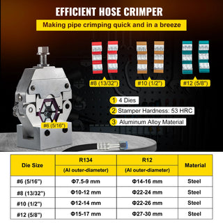 Hydraulic Press Hose Crimper Kit with 4Dies 71550 Handheld Manual Hydra-Krimp Air Conditioning Repair Crimping Tools Set