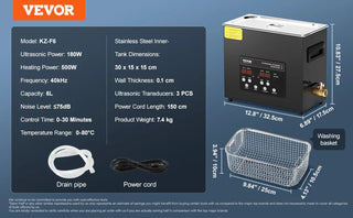 2/3/6/10/15/30L 300W Professional Ultra Sonic 40kHz Digital Ultrasonic with Timer&Heater with Basket for Gun Parts Bullets