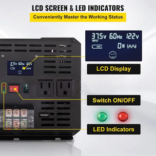 Modified Sine Wave Power Inverter, Car Converter with LCD Remote Control, USB Port, Inverter for Truck RV