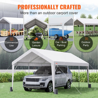 Carport 10x20ft Heavy Duty Car Canopy Garage with 8 Reinforced Poles and 4 Weight Bags UV Resistant Waterproof Tarp