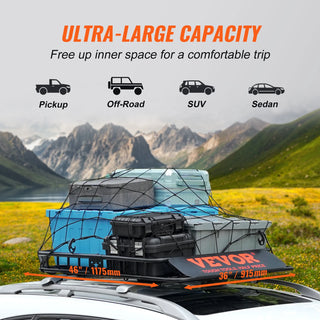 Roof Rack Cargo Basket 46"x36"x4.5" / 51"x36"x5" Rooftop Cargo Carrier Heavy-Duty 200 LBS Capacity for SUV Truck Vehicle