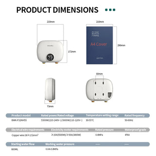 Briwellna Streamline Tankless Electric Water Heater 110V/220V Under Sink Instant Hot Water Oversink Instantaneous Water Heater