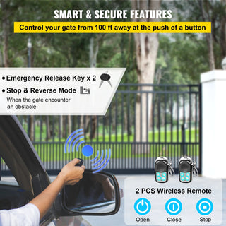 Sliding Gate Opener Electric Operator AC600 1400 lbs with 2 Remote Controllers Move Speed 43 ft Per Min Basic Model