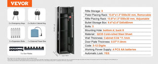 Rifles Gun Safe Rifle Safe W/ Fingerprint & Digital Keypad Lock Removable Gun Storage Cabinet W/ Built-in Storage Locker