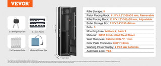 Rifles Gun Safe Rifle Safe W/ Fingerprint & Digital Keypad Lock Removable Gun Storage Cabinet W/ Built-in Storage Locker