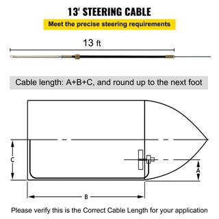 Outboard Steering System 13 Wheel Durable Marine Steering System Feet Boat Steering Cable with 13