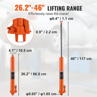 Hydraulic Long Ram Jack 3/8 Ton Engine Hoist Cylinder with Single Piston Pump And Clevis Base Hydraulic Ram Cylinder