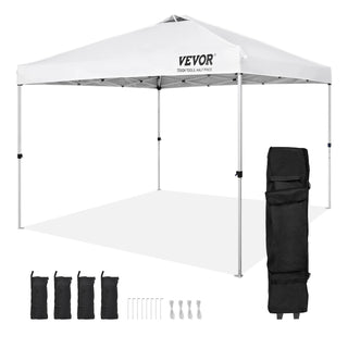 Pop Up Canopy Tent 250D PU Silver Coated Tarp with Portable Roller Bag and 4 Sandbags Waterproof and Sun Shelter Gazebo