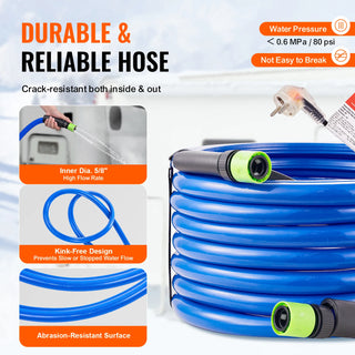 30ft Heated Water Hose Heated Drinking Water Hose Antifreeze to -45°F Automatic Self-regulating  for RVs Camping