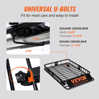 Roof Rack Cargo Basket 46"x36"x4.5" / 51"x36"x5" Rooftop Cargo Carrier Heavy-Duty 200 LBS Capacity for SUV Truck Vehicle