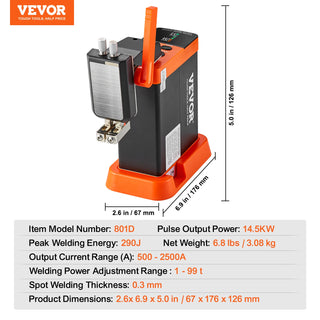 Battery Spot Welder 14.5KW Capacitor Energy Storage Pulse Battery Spot Welder with 73B Welding Pen 801D High Power Spot