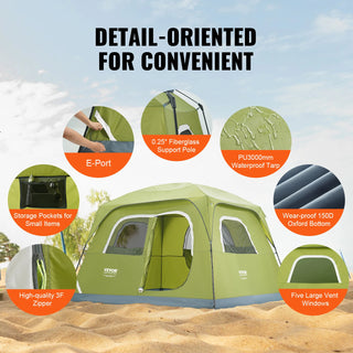 6 Person Outdoor Profession Fabric Tent Rainfly Waterproof Camping Tent Family Outdoor Instant Setup Tent with Carring Bag