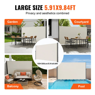 Retractable Side Awning Outdoor Privacy Polyester Water-proof Retractable Patio Screen Room Divider Wind Screen