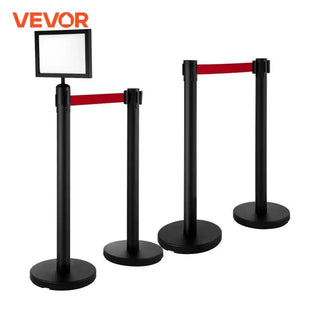 6PCS Gold Poles or 4Pcs Black Poles Crowd Control Barriers Line Dividers with One Sign Frame and Stable Weighted Base