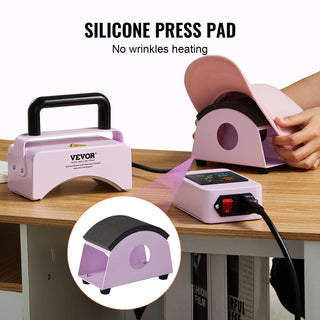 Hat Press Machine Mini Hat Heat Press for Caps Cap Heat Press Machine Safety Base and Glove Automatic Shut-Off Purple