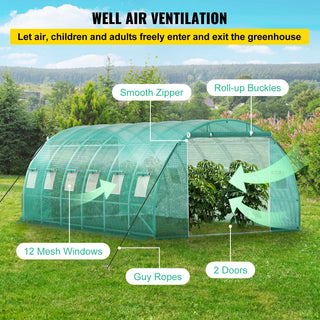 Walk-in Tunnel Greenhouse Galvanized Frame & Waterproof Cover 15x7x7/10x7x7/20x10x7/12x7x7 ft Greenhouses & Cold Frames